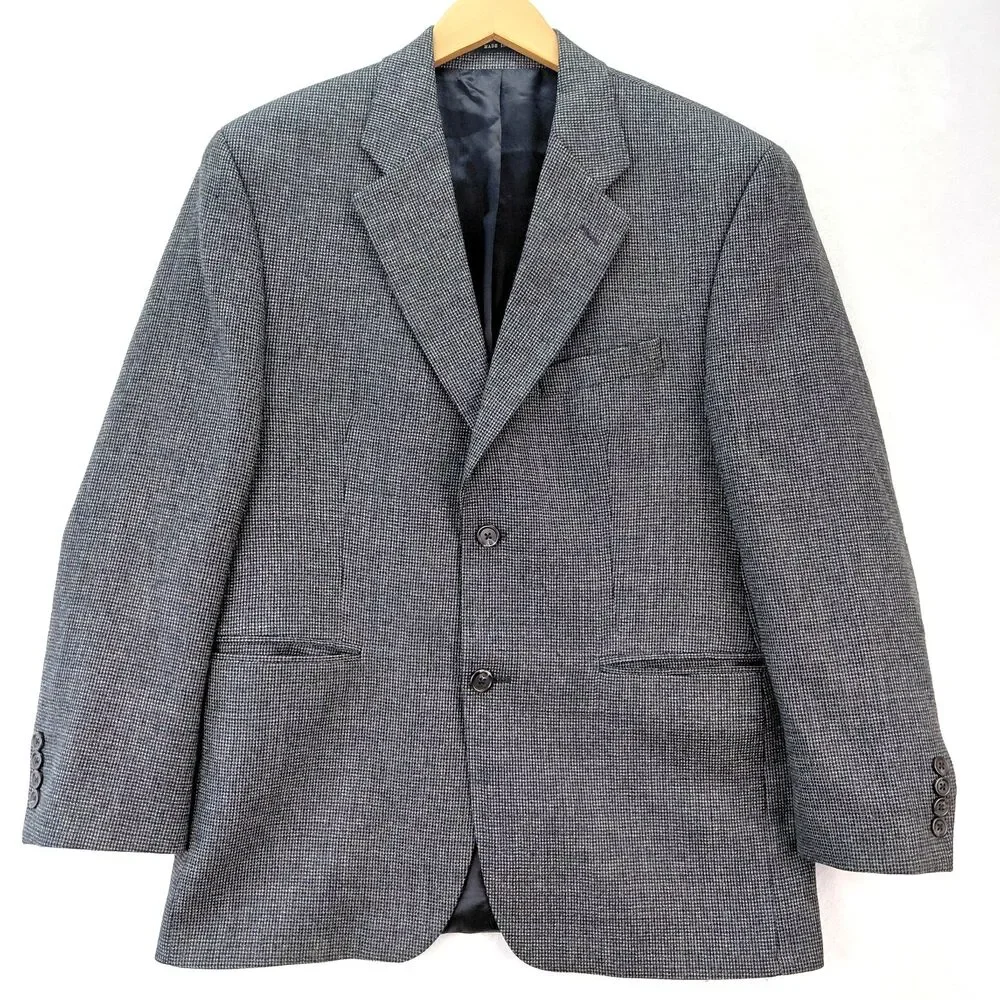 Ralph Lauren LRL Blazer Sport Coat Mens Size 40S Gray 100% Lambswool Suit Jacket